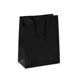 Sac pelliculé noir brillant poignées cordelette 17,8 + 9,8 x 22,9 cm - Paquet de 20