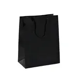 Sac pelliculé noir brillant poignées cordelette 17,8 + 9,8 x 22,9 cm - Paquet de 20