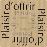 Étiquettes cadeaux adhésives Plaisir d'offrir 35x35mm brun/noir – Boîte distributrice de 500