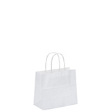 Sac kraft blanc à poignées torsadées 19+8x21cm 90g/m² (x50) - Sacs kraft unis, poignées torsadées