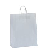 Sac kraft blanc à poignées torsadées 35+14x36cm 90g/m² (x50) - Sacs kraft unis, poignées torsadées