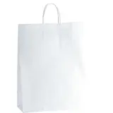 Sac kraft blanc à poignées torsadées 35+14x44cm 90g/m² (x50)