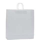 Sac kraft blanc à poignées torsadées 46+14x40cm 90g/m² (x50) - Sacs kraft unis, poignées torsadées