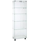 Vitrine colonne en verre trempé - Verre transparent / Décor blanc - L 60 x P 40 x H 180 cm