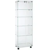 Vitrine colonne en verre trempé - Verre transparent / Décor blanc - L 60 x P 40 x H 180 cm