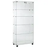 Vitrine colonne en verre trempé blanc L 80 x P 40 x H 180 cm - Vitrine en verre