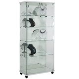 Vitrine colonne en verre trempé avec fond miroir - Verre transparent - L 80 x P 40 x H 180 cm