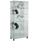 Vitrine colonne en verre trempé avec fond miroir - Verre transparent - L 80 x P 40 x H 180 cm