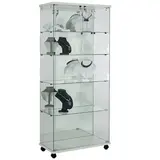 Vitrine colonne en verre trempé avec fond miroir L 80 x P 40 x H 180 cm - Vitrine en verre