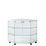 Comptoir vitrine d'angle en verre trempé - Verre transparent - L 82 x P 82 x H 90 cm