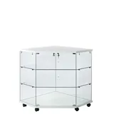 Comptoir vitrine d'angle en verre trempé - Verre transparent - L 82 x P 82 x H 90 cm