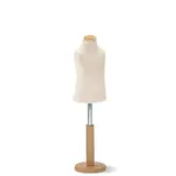 Buste enfant 1 an tissu beige pied rond bois H 33 cm