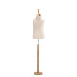 Buste enfant 6/8 ans tissu beige pied rond bois H 54 cm