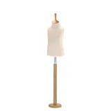 Buste enfant 6/8 ans tissu beige pied rond bois H 54 cm