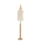 Buste enfant 6/8 ans tissu beige pied rond bois H 54 cm