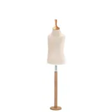 Buste enfant 10/12 ans tissu beige pied rond bois H 63 cm