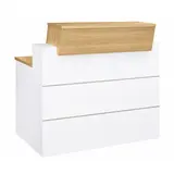 Banque d'accueil droite Chêne/Blanc - L 120 x P 83 x H 110/74 cm