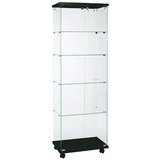 Vitrine colonne en verre trempé 60 x 40 x 180 cm transparent / noir