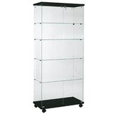 Vitrine colonne en verre trempé - Verre transparent / Décor noir - L 80 x P 40 x H 180 cm