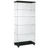 Vitrine colonne en verre trempé - Verre transparent / Décor noir - L 80 x P 40 x H 180 cm