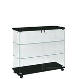 Vitrine colonne en verre trempé - Verre transparent / Décor noir - L 80 x P 40 x H 180 cm