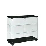 Vitrine colonne en verre trempé - Verre transparent / Décor noir - L 80 x P 40 x H 180 cm