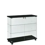 Vitrine colonne en verre trempé - Verre transparent / Décor noir - L 80 x P 40 x H 180 cm