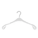 Cintre blanc plastique avec encoches et crochets 43 cm - Cintre chemise - Cintre robe - Lot de 50