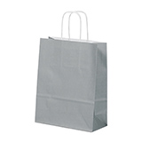 Sac kraft gris à poignées torsadées 24+12x31cm 90g/m² (x50) - Sacs kraft unis, poignées torsadées