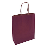 Sac kraft aubergine à poignées torsadées 19+8x24cm 100g/m² (x50) - Sacs kraft unis, poignées torsadées