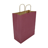 Sac kraft aubergine à poignées torsadées 24+12x31cm 100g/m² (x50) - Sacs kraft unis, poignées torsadées
