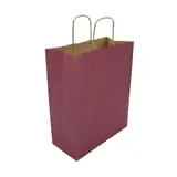 Sacs kraft aubergine à poignées torsadées brunes 24 + 12 x 31 cm – Paquet de 50