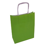 Sac kraft vert amande à poignées torsadées 19+8x24cm 90g/m² (x50) - Sacs kraft unis, poignées torsadées
