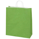 Sac kraft vert amande à poignées torsadées 35+14x44cm 90g/m² (x50) - Sacs kraft unis, poignées torsadées