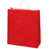 Sac kraft rouge à poignées torsadées 35+14x44cm 90g/m² (x50) - Sacs kraft unis, poignées torsadées