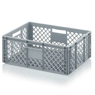 Bac gerbable - Bac Europe 43L 60 x 40 x 22 cm parois et fond ajourés poignées ouvertes polypropylène gris