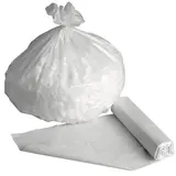 Sac poubelle 20 litres PEHD avec lien à nouer - Sac poubelle professionnel - Blanc - Rouleau de 50