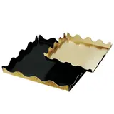 Carré carton plié double face Or / Noir 24 x 24 cm - Plateau carton festonné - Support gâteau - Paquet de 50