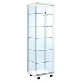 Vitrine colonne verre trempé - Décor Blanc - L 52 x P 46 x H 180 cm