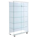 Vitrine verre trempé - Décor Blanc - L 100 x P 46 x H 180 cm