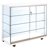 Vitrine comptoir verre trempé - Décor Blanc - L 100 x P 46 x H 95 cm
