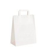 Sac kraft blanc poignées plates – 26 x 14 x 34 cm – Paquet de 50