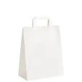 Sac kraft blanc poignées plates – 26 x 14 x 34 cm – Paquet de 50
