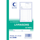 Carnet de Bon de livraison Elve Manifold A5 140 x 210 mm 50 pages autocopiantes 3 exemplaires