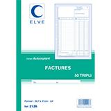 Cahier de facture Elve Manifold A4 210 x 297 mm 50 pages 3 exemplaires