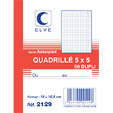 Carnet manifold autocopiant quadrillé 5x5 - 10,5 x 14 cm - 50 feuilles 2 exemplaires