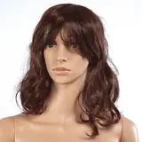 Perruque femme cheveux mi-longs ondulés avec frange