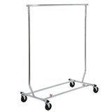 Portant pliant professionnel sur roulettes noires ø 100 mm sans freins – Hauteur réglable 142 à 168 cm – barre penderie 130 cm + 2 extensions L 30 cm - Portants à vêtements pliants