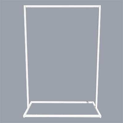 Portant vêtement professionnel blanc sur vérin, 105x45x150cm