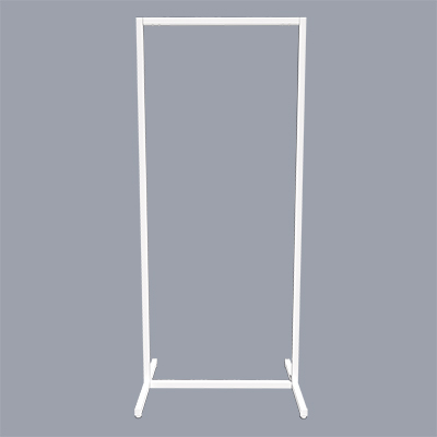 Portant vêtement fixe professionnel blanc sur vérin, 65x45x150cm - Ligne Square 25 blanc